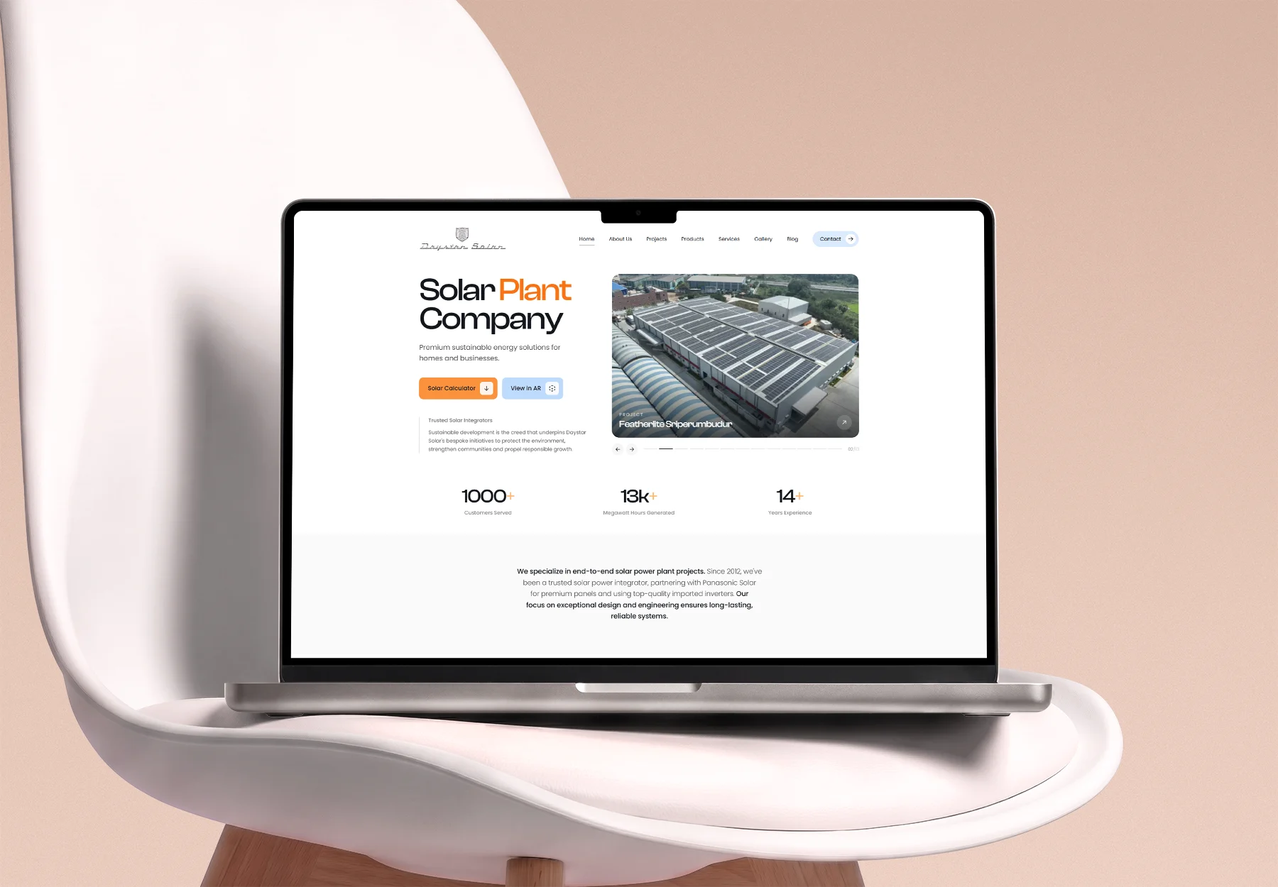 The Daystar Solar website homepage