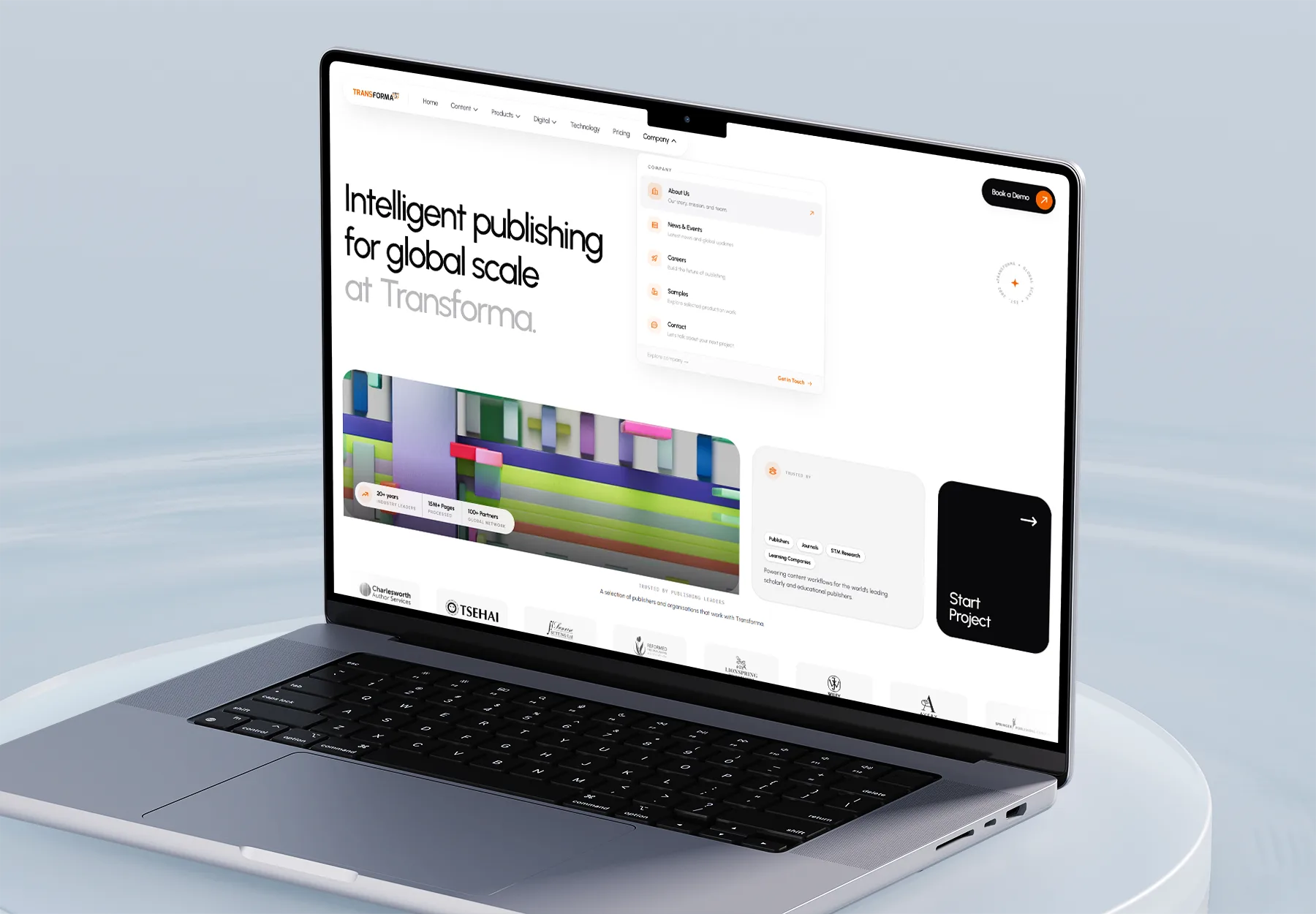 The Transforma website, intelligent publishing for global scale